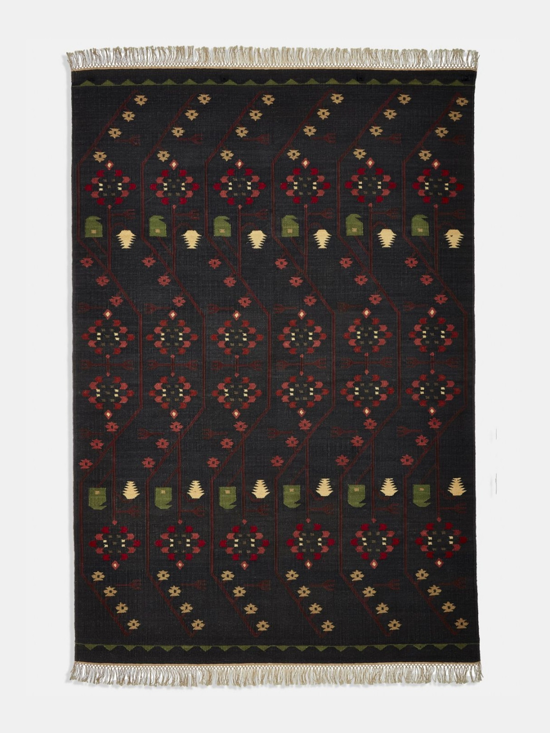 Fabindia Grey Ethnic Motifs Printed Cotton Floormat