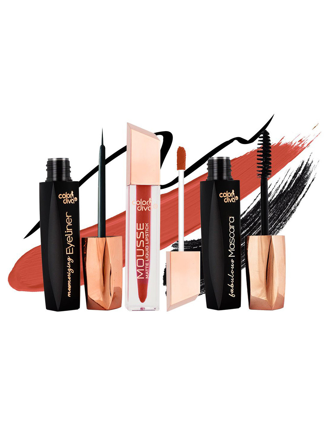 Color Diva Set Of 3 Mesmerizing Eyeliner & Fabulash Mascara & Mousse Lipstick - 10 ml Each