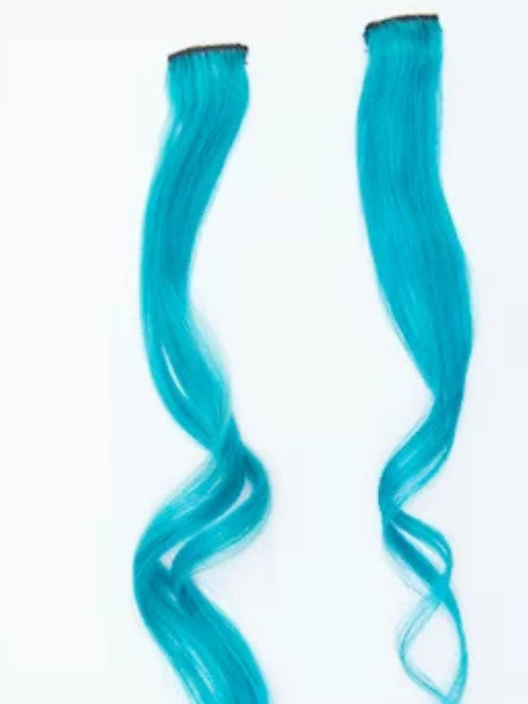 NISH HAIR Set Of 2 Clip-In Wavy Coloured Strand Hair Extension - Unicorn Blue 20 Inch