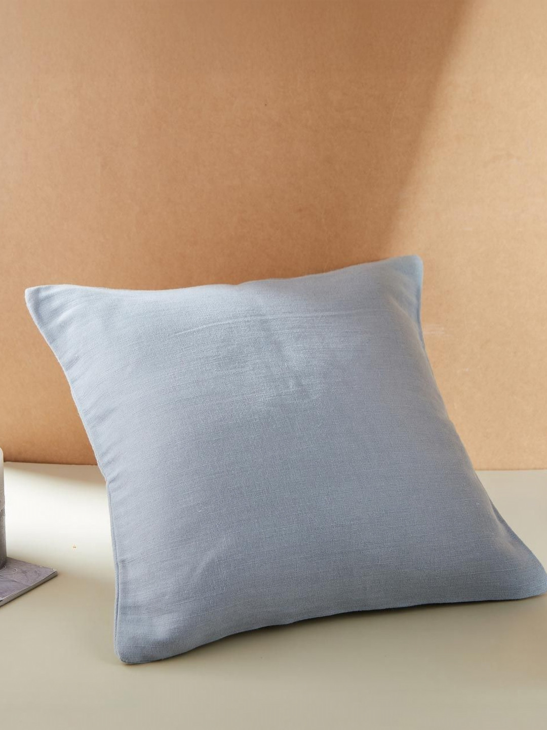 Fabindia Grey Jute Anti-Wrinkle Square Cushion Cover - 15.7 x 15.7 Inches