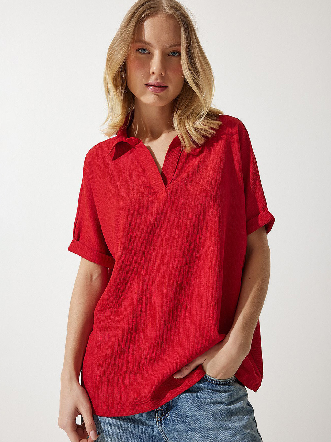 Happiness istanbul Roll-Up Sleeves Shirt Style Top