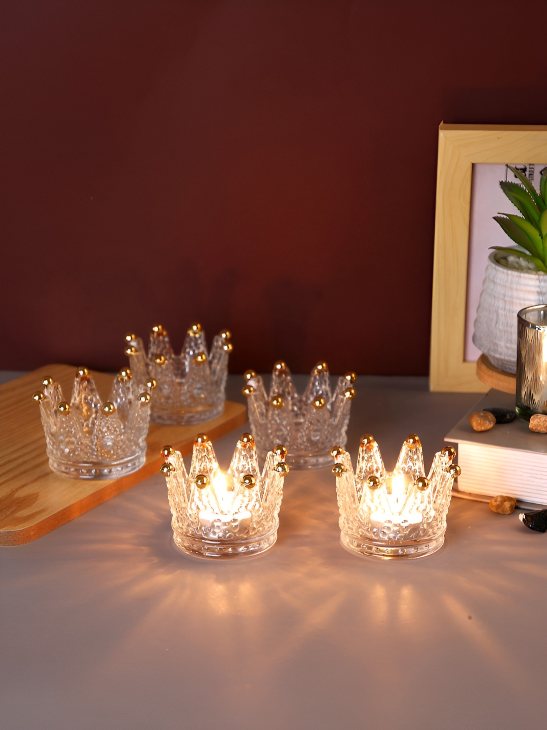 TAYHAA Transparent Set of 5 Candle Holder