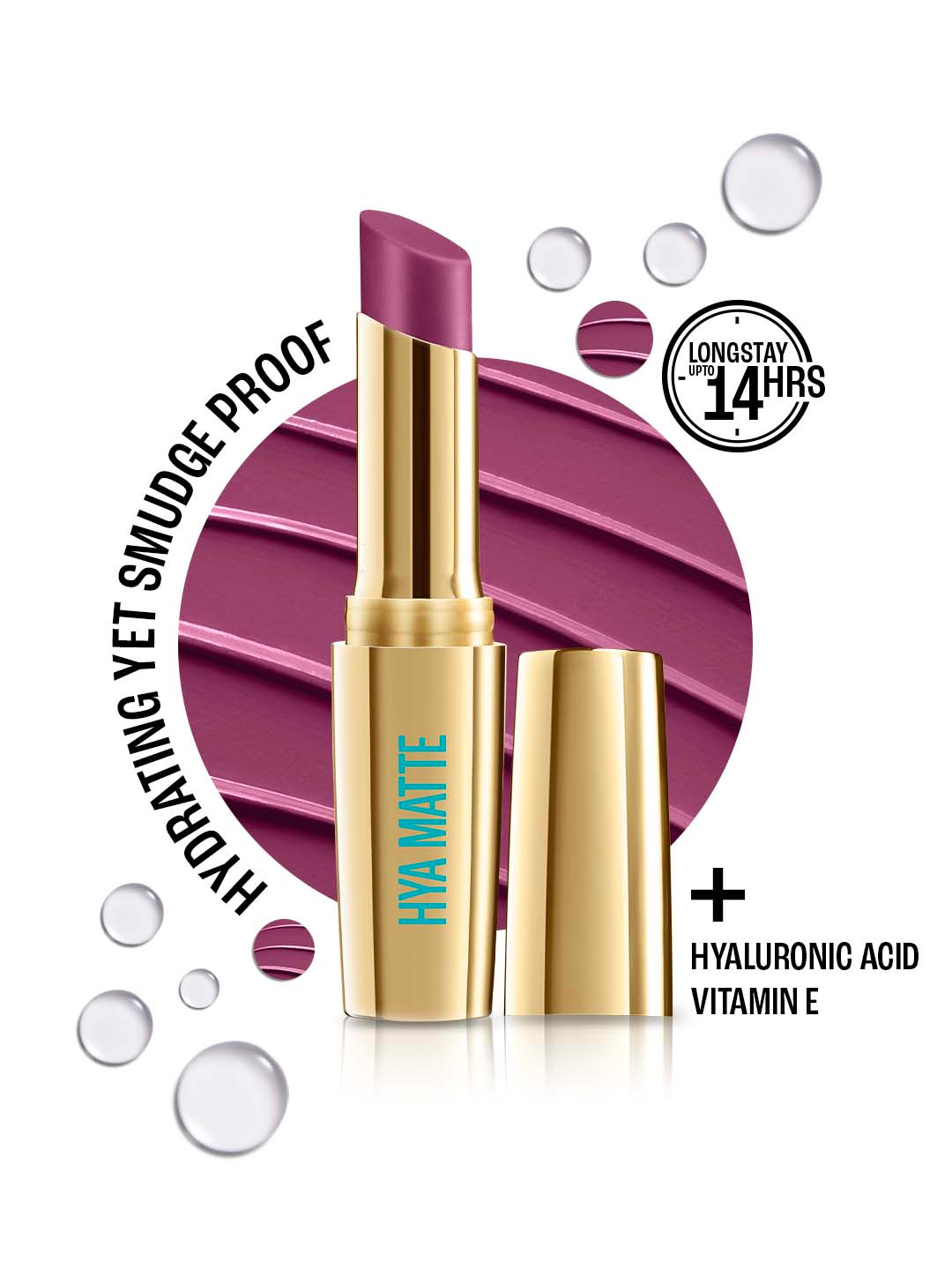 Lakme 9to5 Hya Matte Hydrating Smudgeproof Lipstick Lasts 14Hr  3.6g - Meetup Mauve BM4