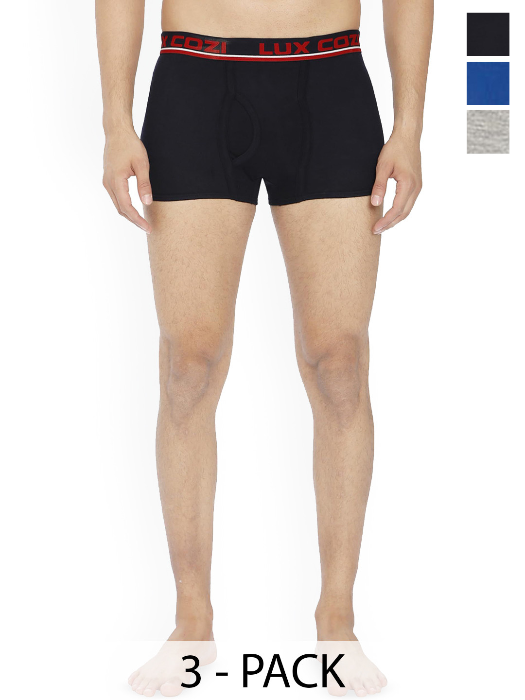 Lux Cozi Pure Cotton Pack Of 3 Assorted Trunks LUX_008_3J_BIGSHOT_SEMI_LONG_PLAIN_ASSTD_75