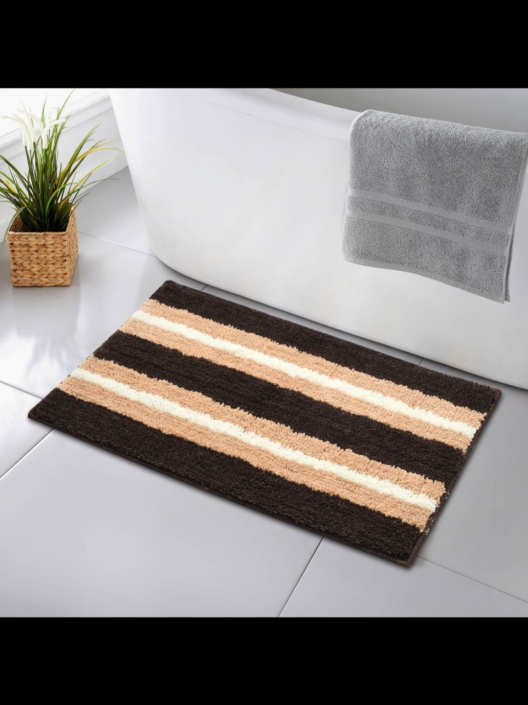 MAA HOME CONCEPT Brown & Peach Colored Printed Anti Skid Doormats