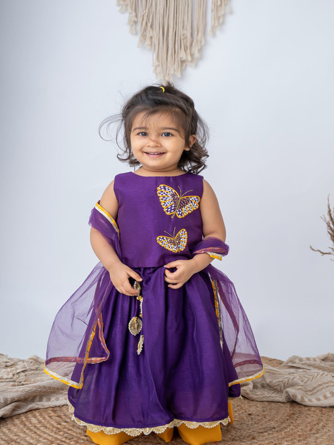 LABEL NEETI Girls Embroidered Sequinned Ready to Wear Blouser With Lehenga And Dupatta