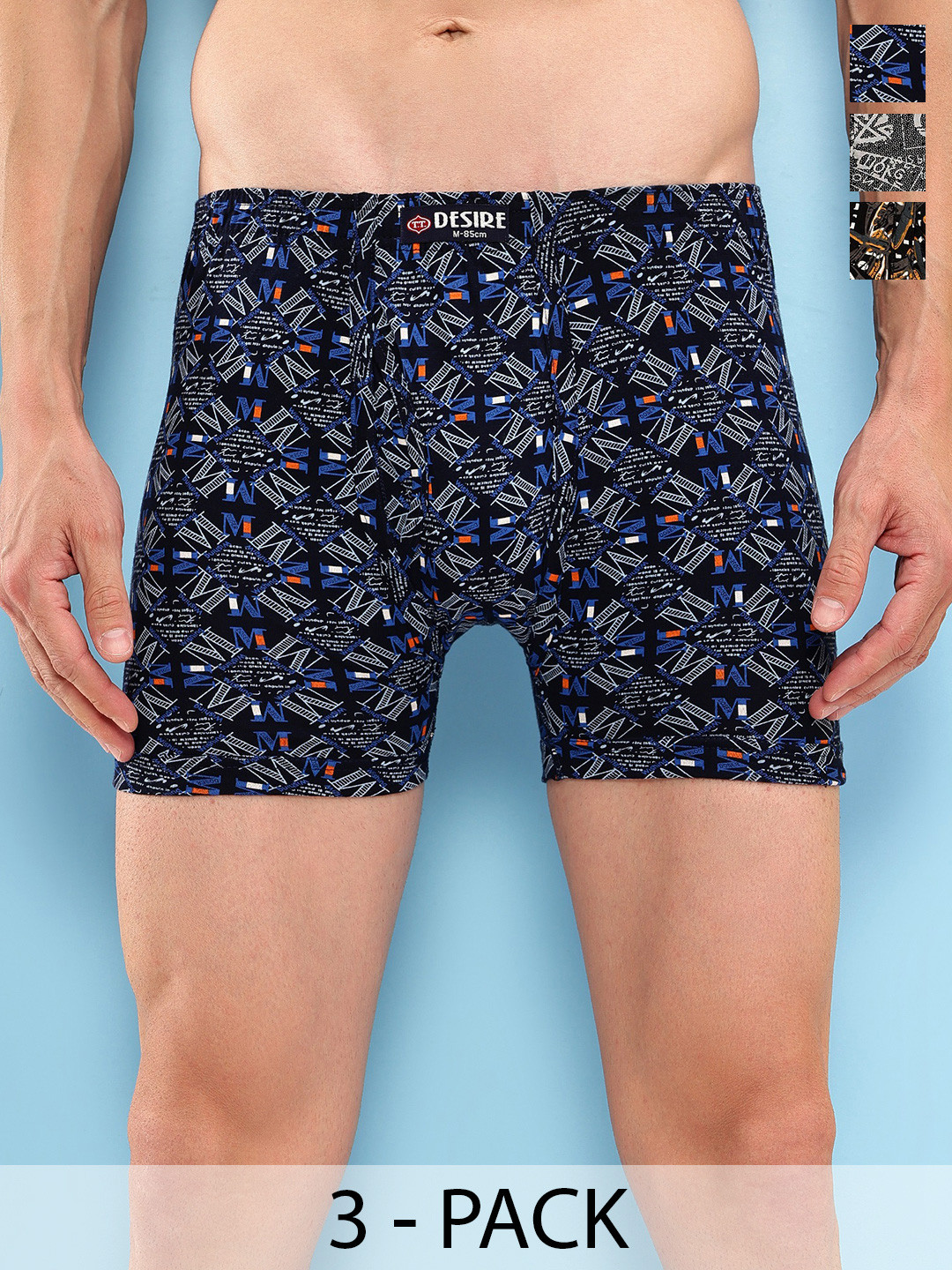 T.T. Pack Of 3 Assorted Trunks DES_PRNT_LNG_IE_PO3_GDN_80