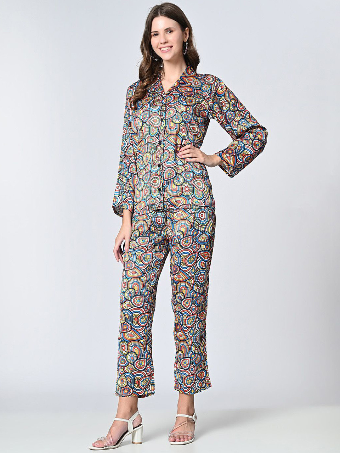 OWL MINK Abstract Printed Shirt With Trouser