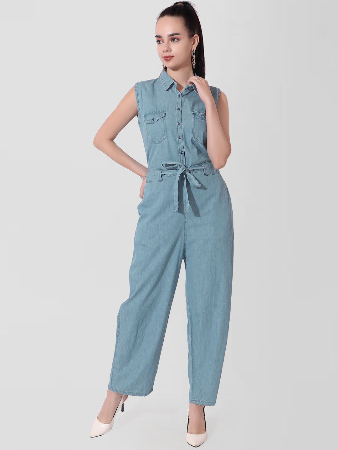 CEFALU Basic Denim Jumpsuit