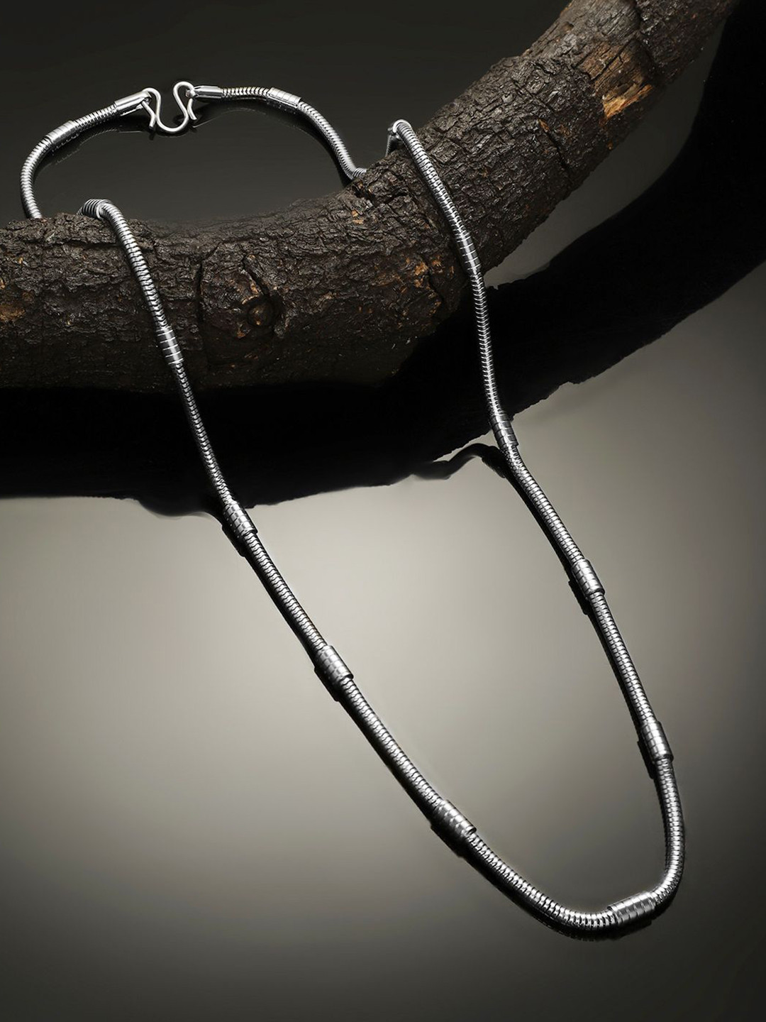 Roadster Men Silver-Plated Textured Statement Chain Necklace