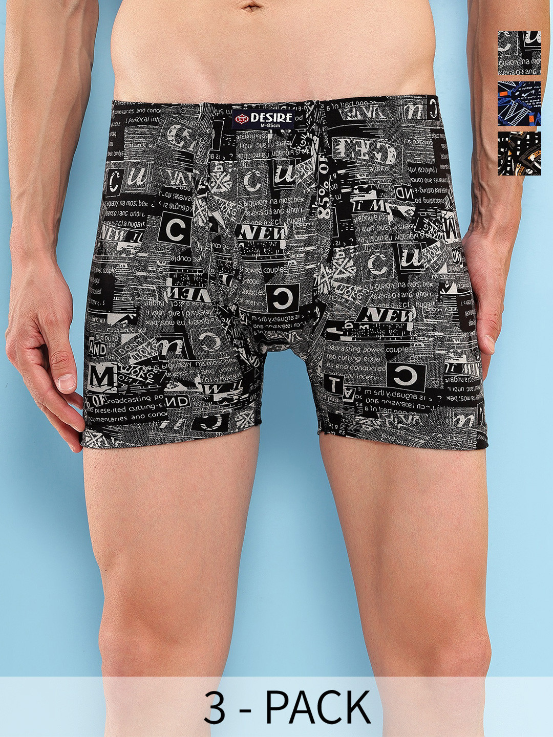 T.T. Pack Of 3 Assorted Trunks DES_PRNT_LNG_IE_PO3_GDN_95