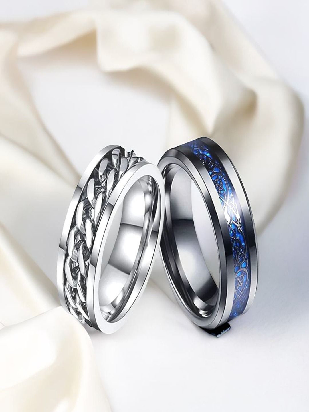 The Roadster Lifestyle Co Men Set Of 2 Rhodium-Plated Band Finger Rings