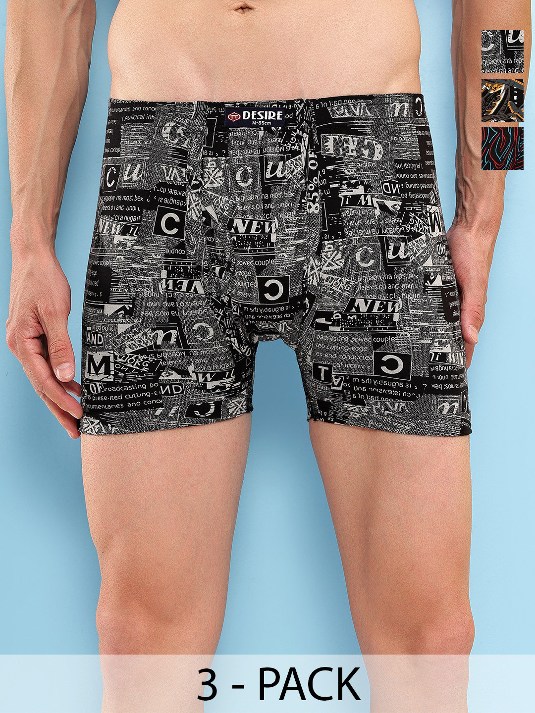 T.T Pack Of 3 Printed Assorted Trunks VANumber: DES_PRNT_LNG_IE_PO3_BGD_95