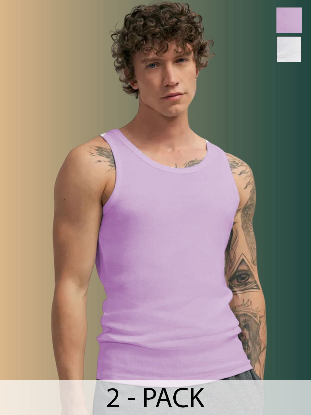 Uniplanet store Pack Of 2  Gym Vests VANumber UVM-PLC2-PRPL-WHT-S