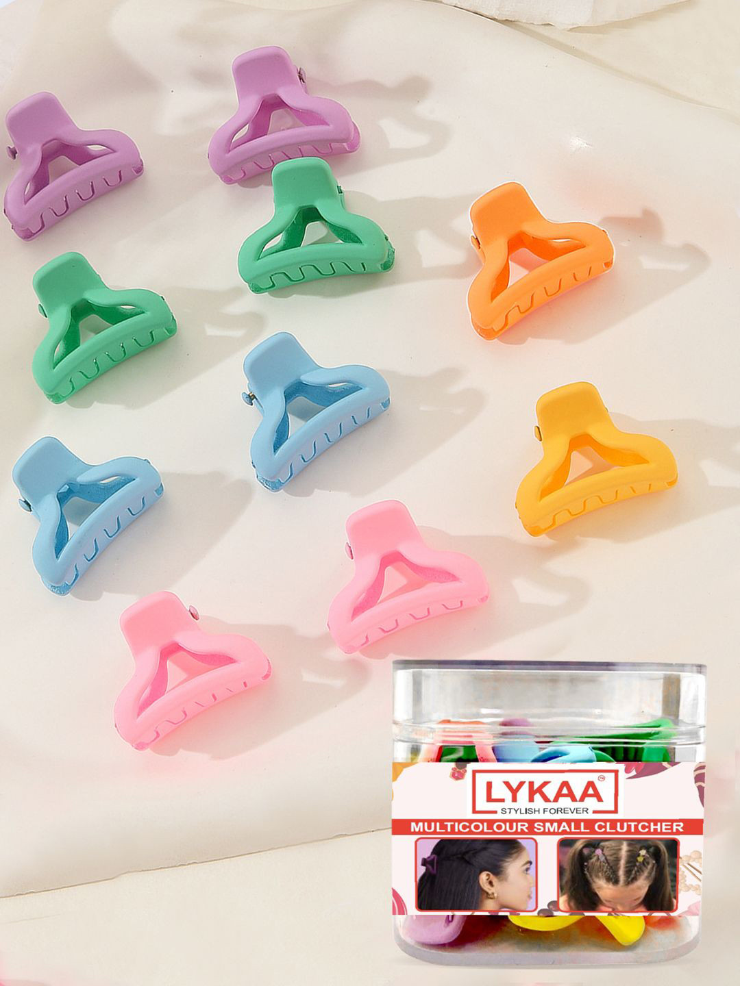 LYKAA Set of 10 Assported Matte Plastic Hair Clutcher