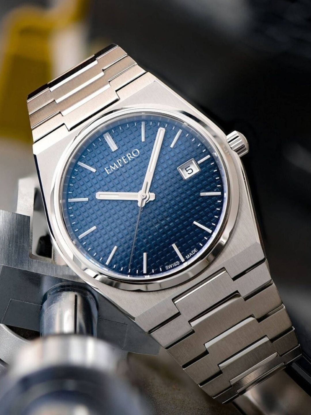 EMPERO Men Brass Skeleton Dial & Stainless Steel Straps Analogue Multi Function Watch EAB216 Date Dark