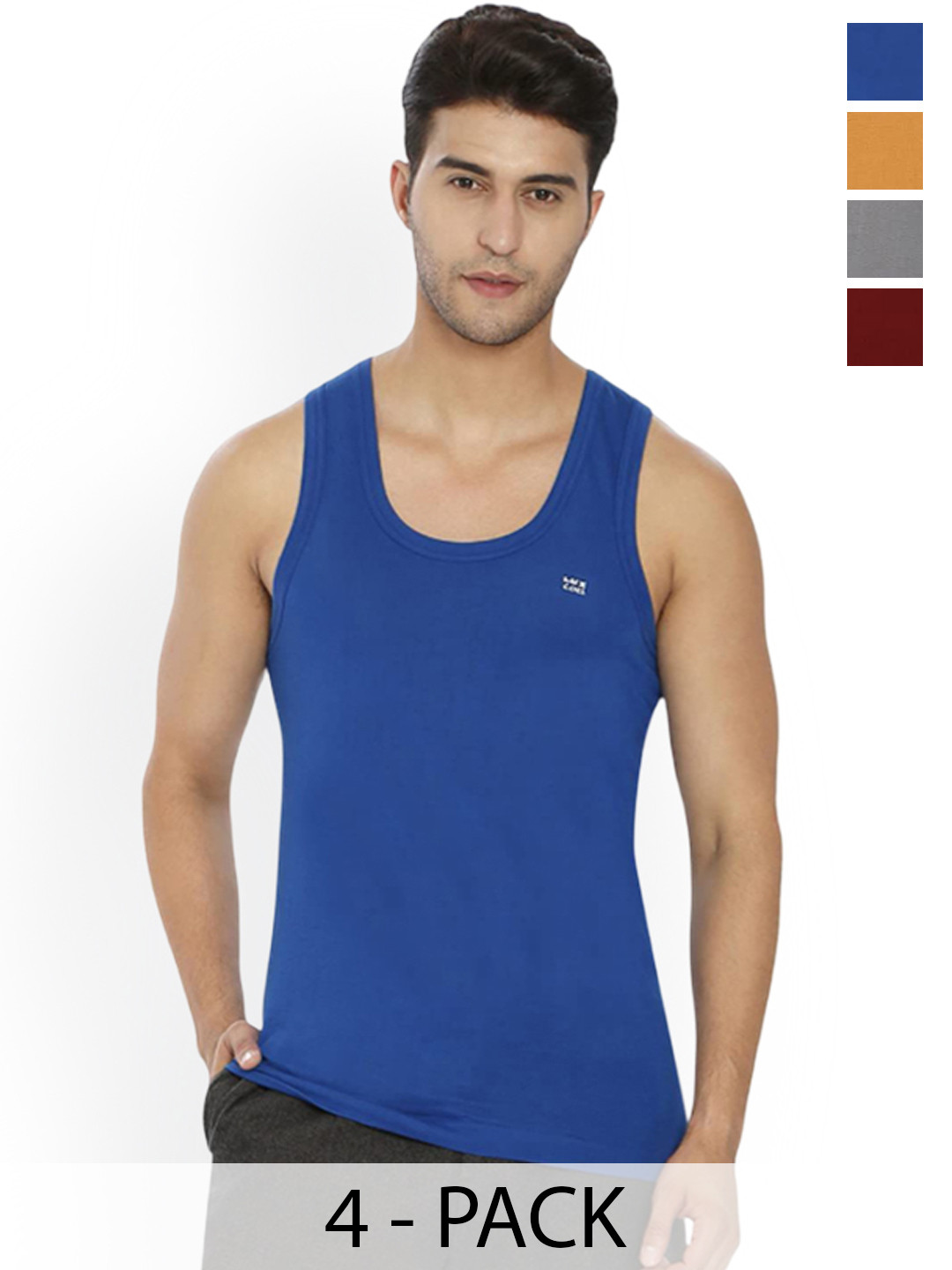 Lux Cozi Pack Of 4 Assorted Pure Cotton Vests LUX_007_4J_COZI_FINE_VEST_RN_ASSORTED_75