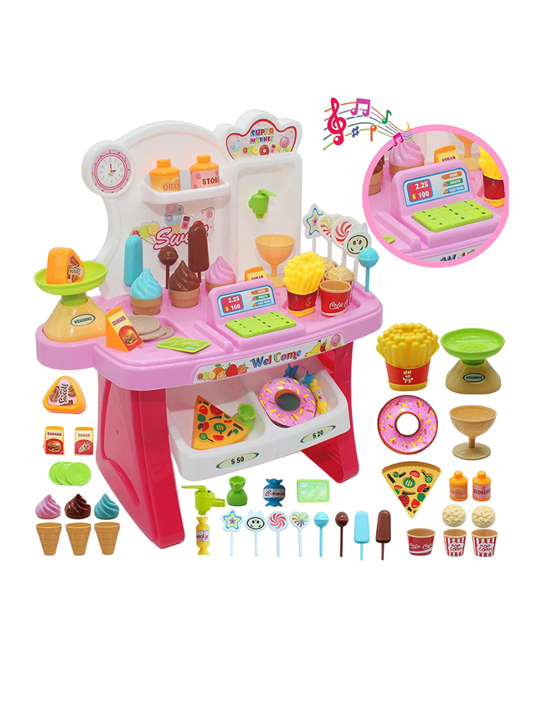 OPINA Kids Set Of 33 Play Home Supermarket Kitchen Toy Set