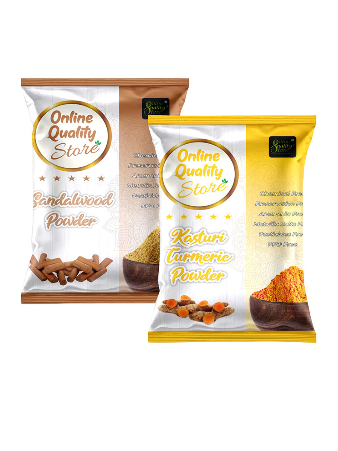 Online Quality Store Set Of 2 Kasturi Turmeric & Sandalwood Mask Powder- 100g Each