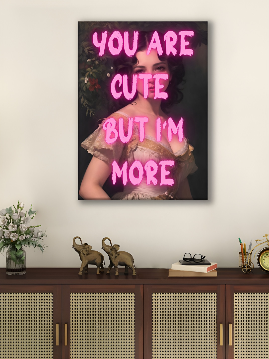 Myntra Elegant Homes Black & Pink 1 Piece Canvas Other Wall Paintings