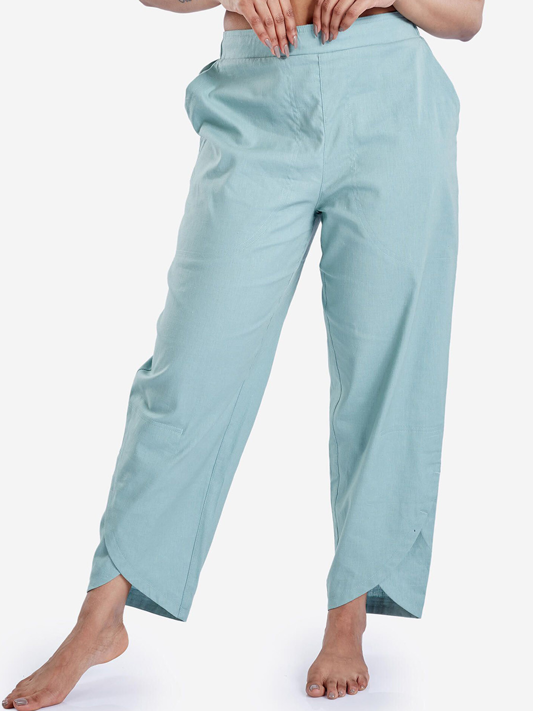 Decathlon KIMJALY - Light Blue Women Mid Rise Straight Yoga Pants