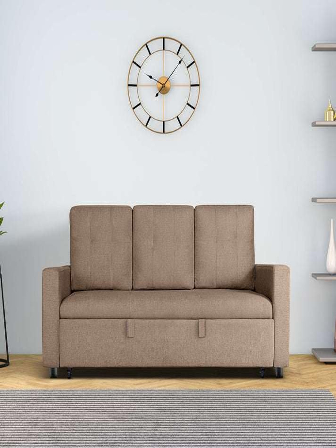 Duroflex Ease Brown 3 Seater Sofa Cum Bed With Pullout Mechanism