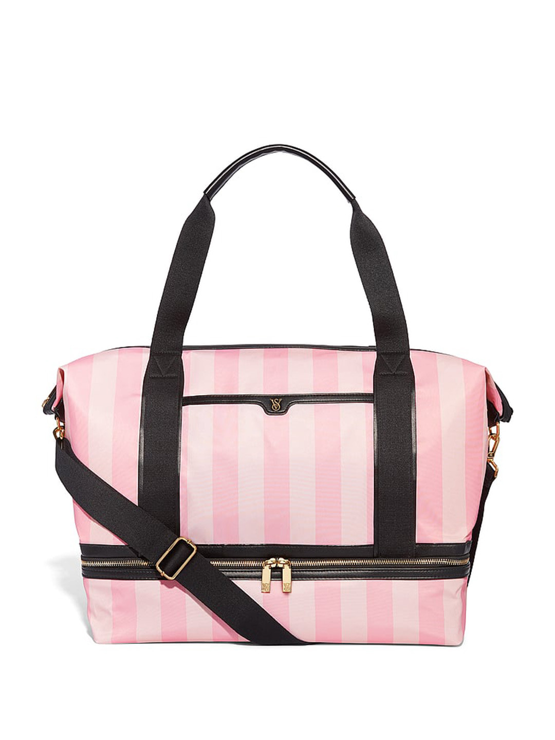 Victoria's Secret Striped Structured Handheld Bag with Bow Detail
