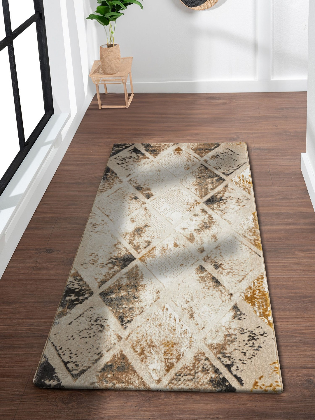 Obsessions Beige Non Slip Backing Bedside Runner