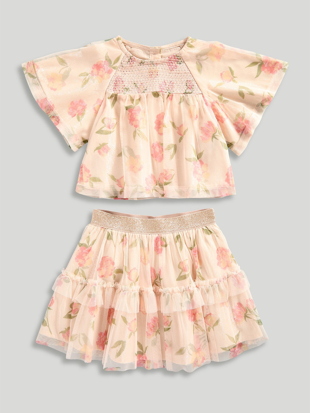 mothercare Girls Occasion Wear Tiered Skirt And Shirred Top 2-Piece Set