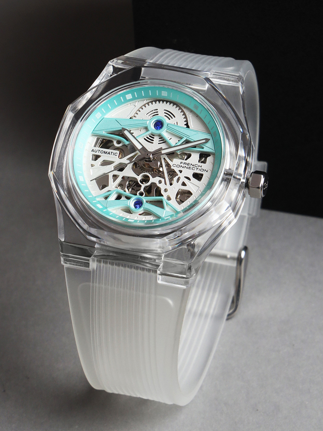 French Connection Men Skeleton Dial & Textured Straps Analogue Automatic Watch FCA09-4