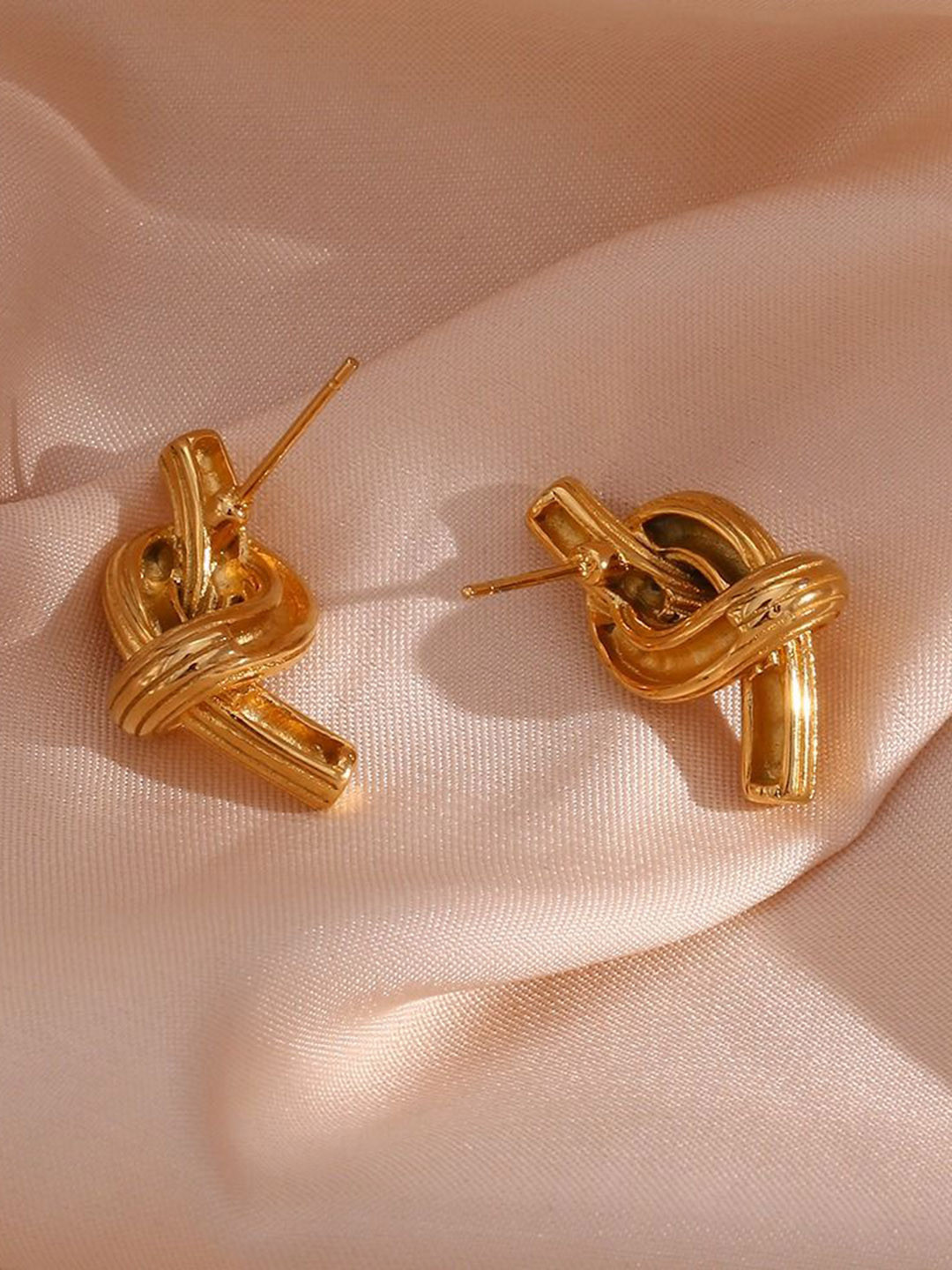 KRYSTALZ Dainty Stainless Steel Gold-Plated Contemporary Shaped Studs