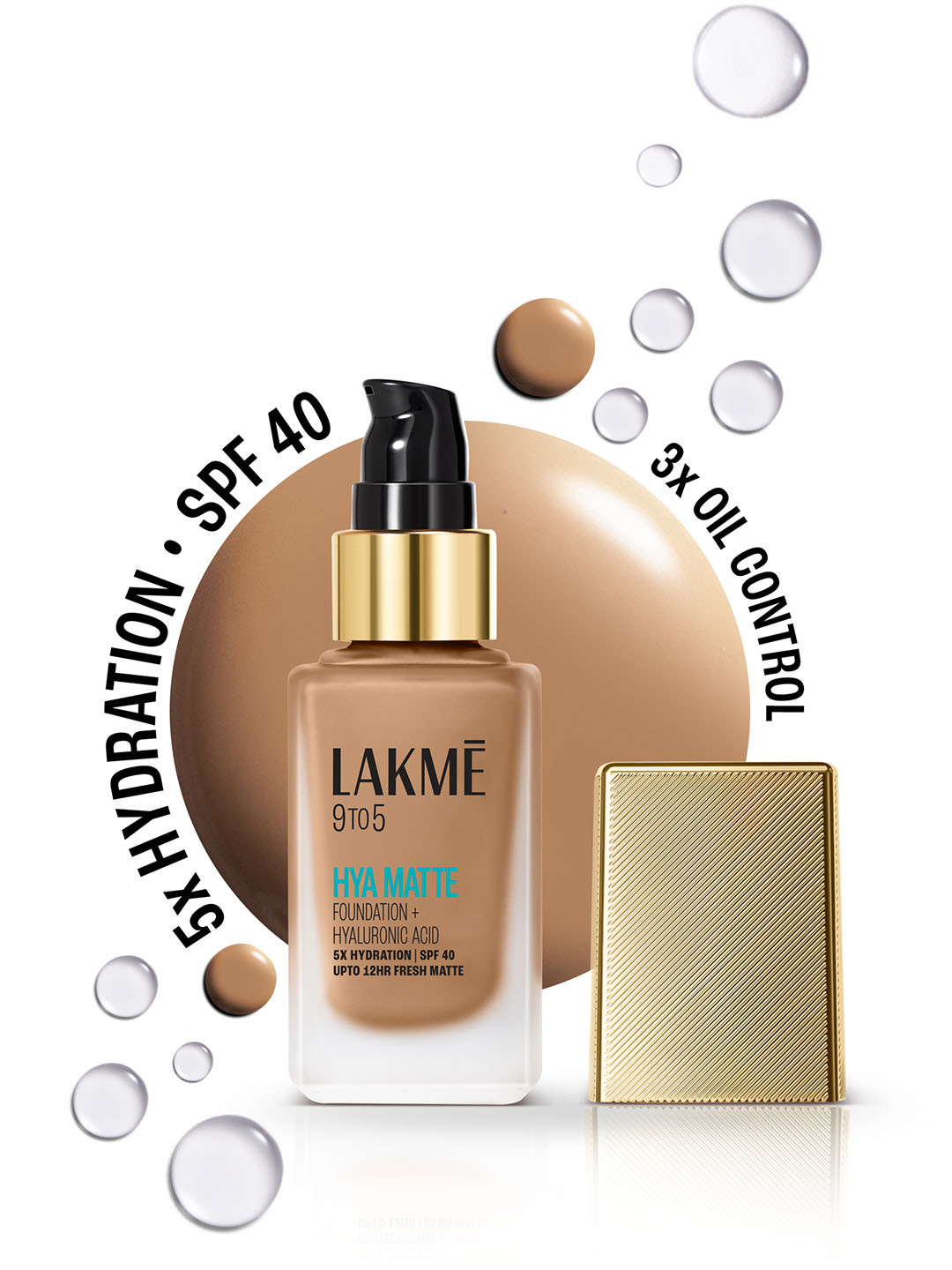 Lakme 9to5 Hya Matte Foundation With Hyaluronic Acid & SPF40 25ml - Cool Tan C280