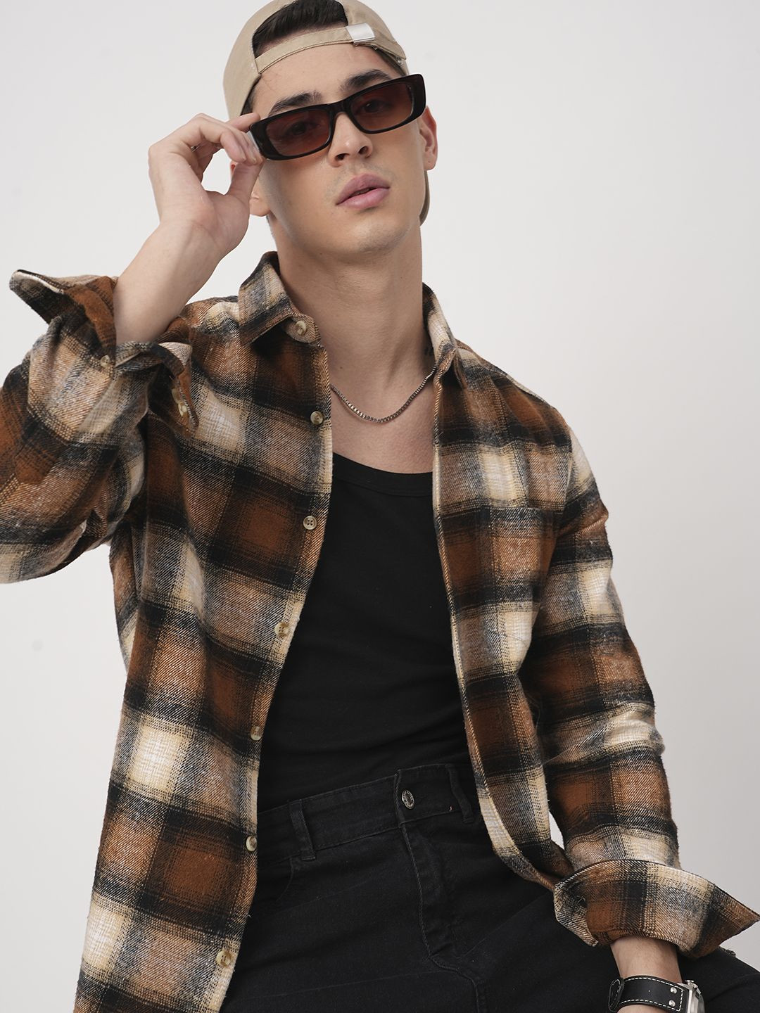 VASTRADO Super Soft Checked Cotton Long Sleeves Slim Fit Shirt