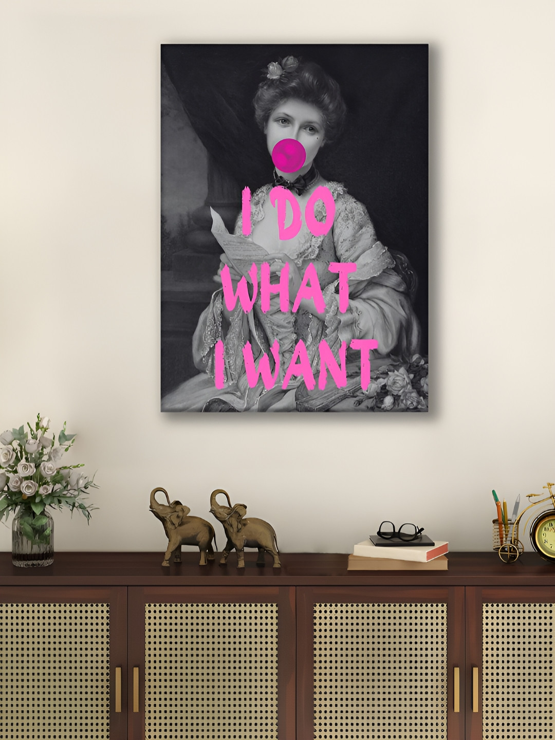 Myntra Elegant Homes Feminist Altered Stretch Canvas Wall Paintings Wall Art -16 x 22 In