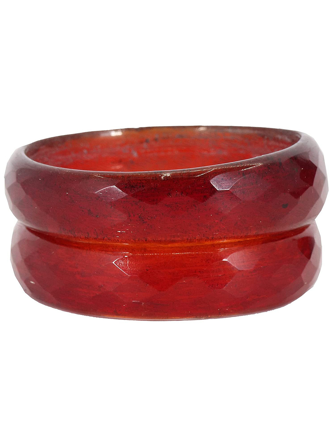 ZULKA Set Of 2 Diamond Engraved Pattern Glass Bangles