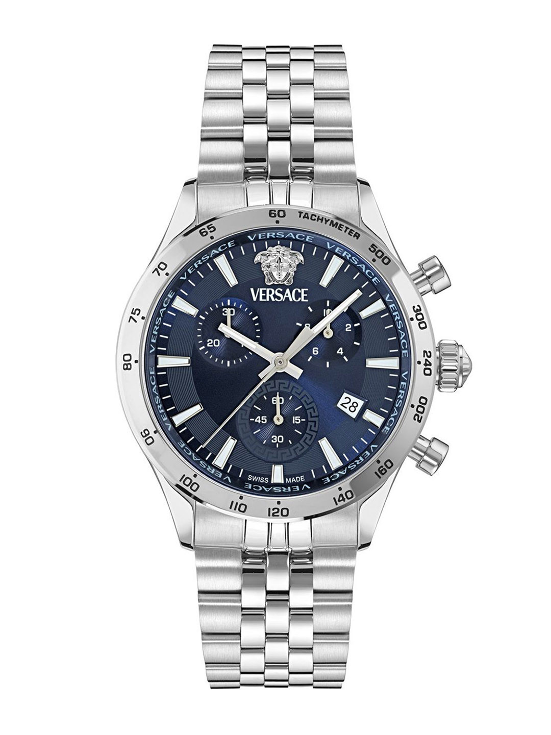 Versace Men Dial & Stainless Steel Bracelet Style Straps Analogue Chronograph Watch VECFA0124