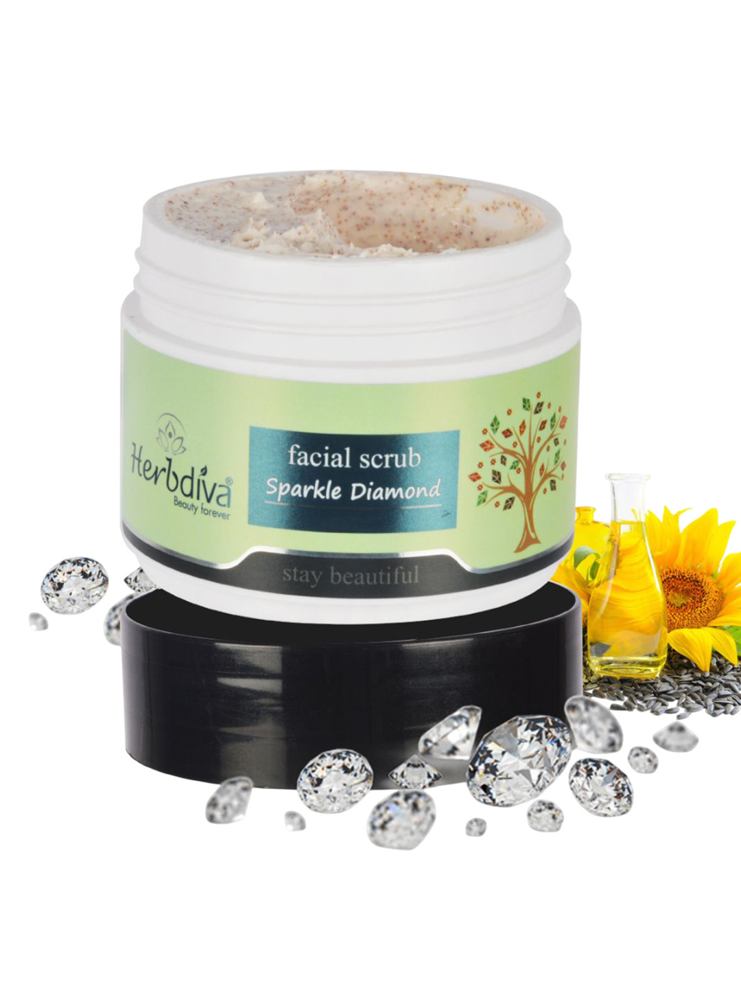 Herbdiva Sparkle Diamond Almond Oil Face Scrub - 500 g
