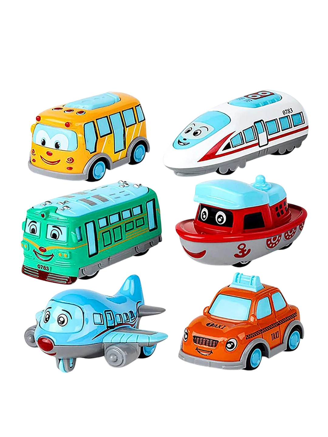 OPINA Pack Of 6 Die Cast Pull Back Action Metal Car Set Toy Vehicles