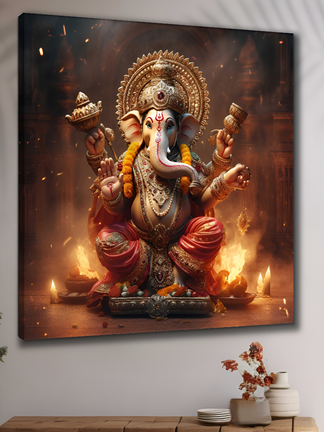 Myntra Elegant Homes Ganesha Canvas Wall Square Paintings Wall Art - 30x30In
