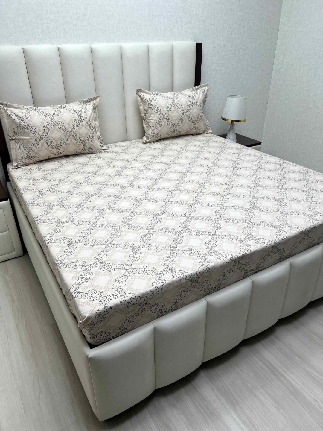 Pure Decor Brown Ethnic Motifs Cotton 180 TC Fitted King Fine Bedsheet with 2 Pillow Covers-72 x 76 x 12 cm