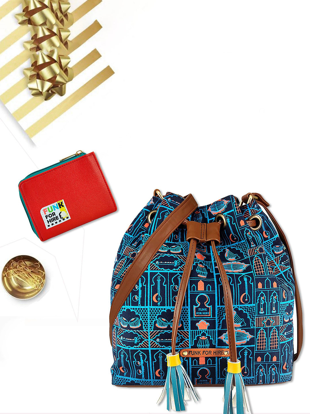 Funk For Hire Ethnic Motifs Printed Bucket Sling Bag