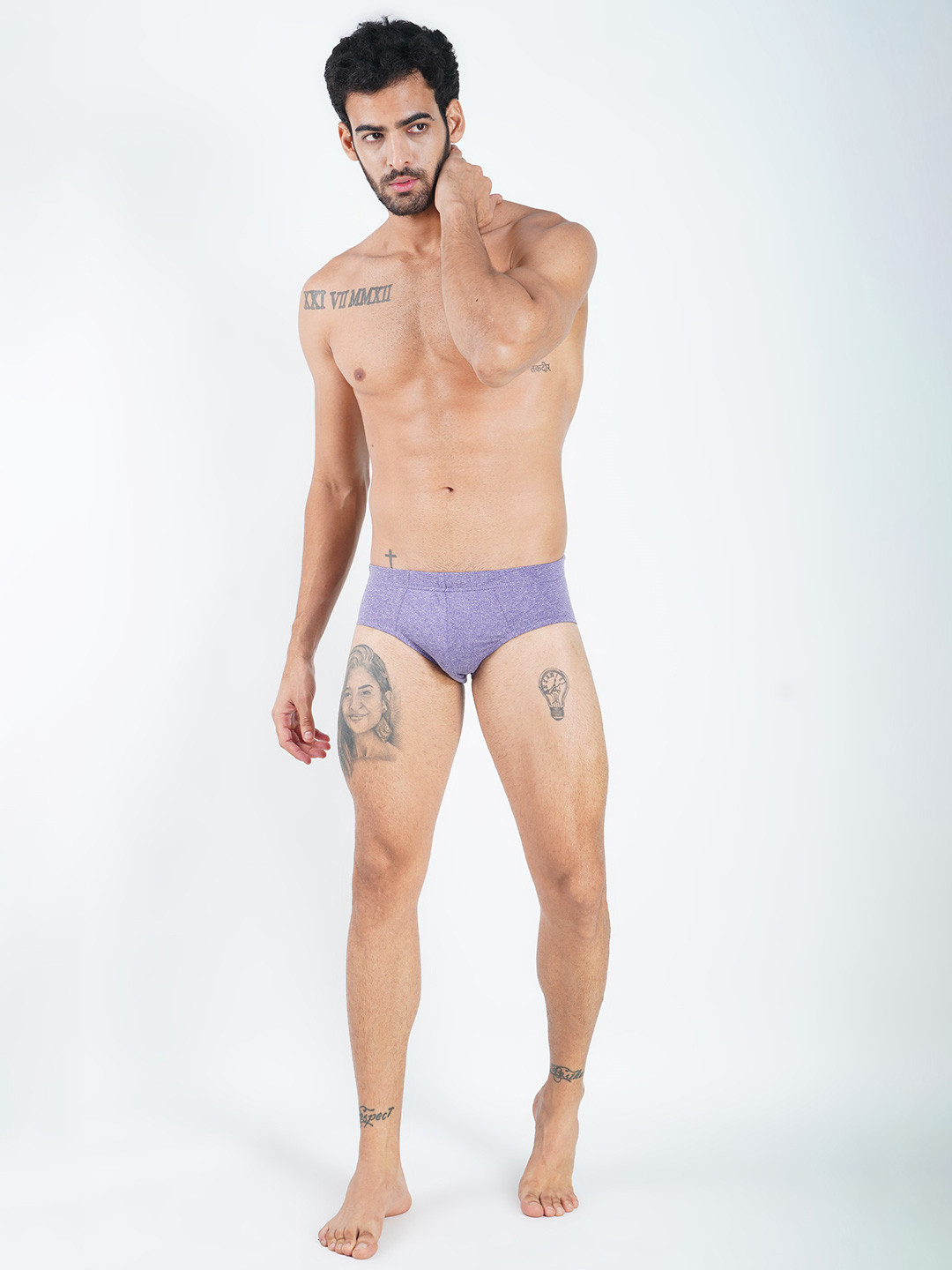 GOTO Basic Briefs MELANGE LYCRA INNER ELASTIC BRIEF BLUE