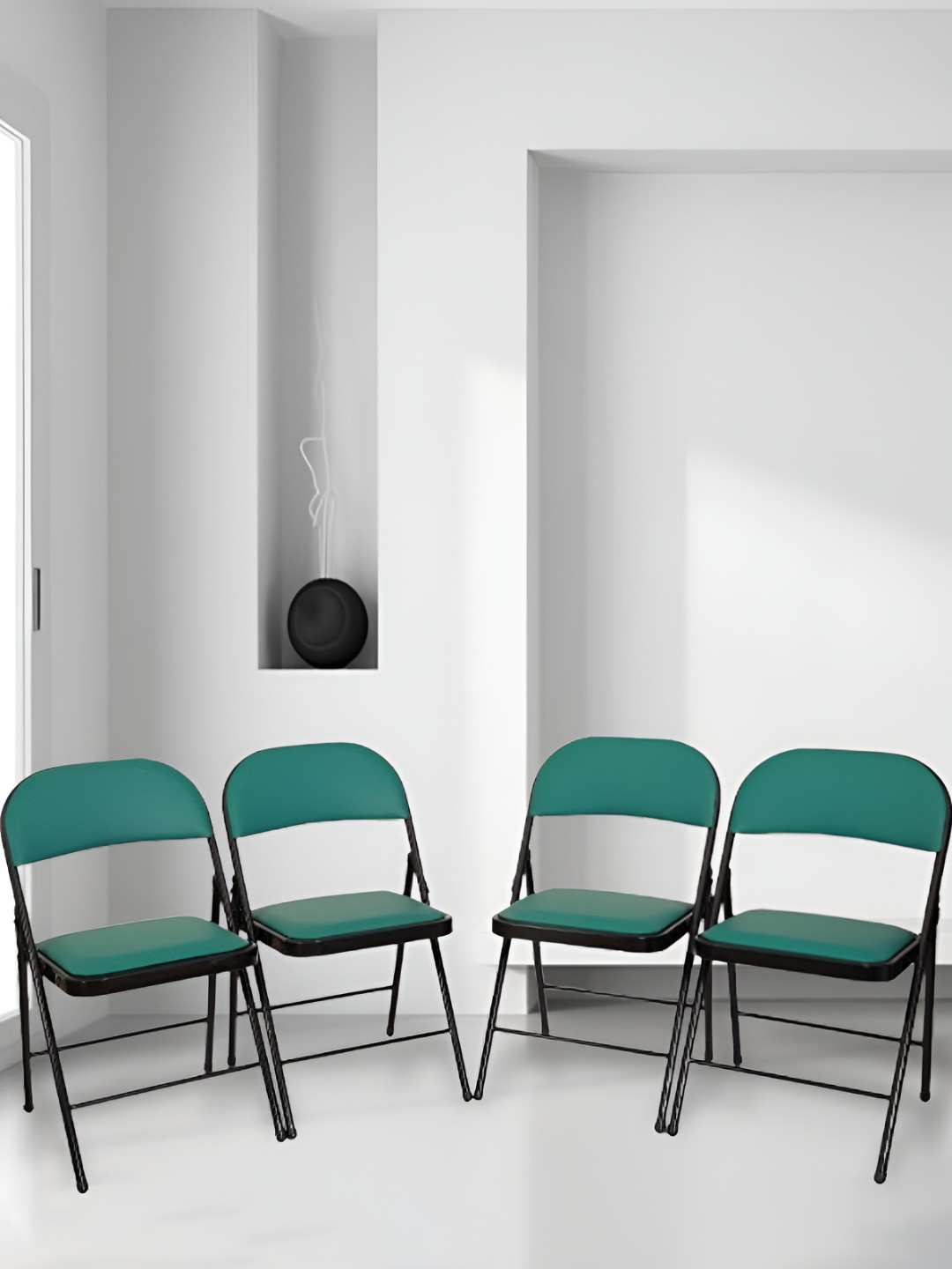 EROS 4-Pcs Green Folding Metal Dinning Chair