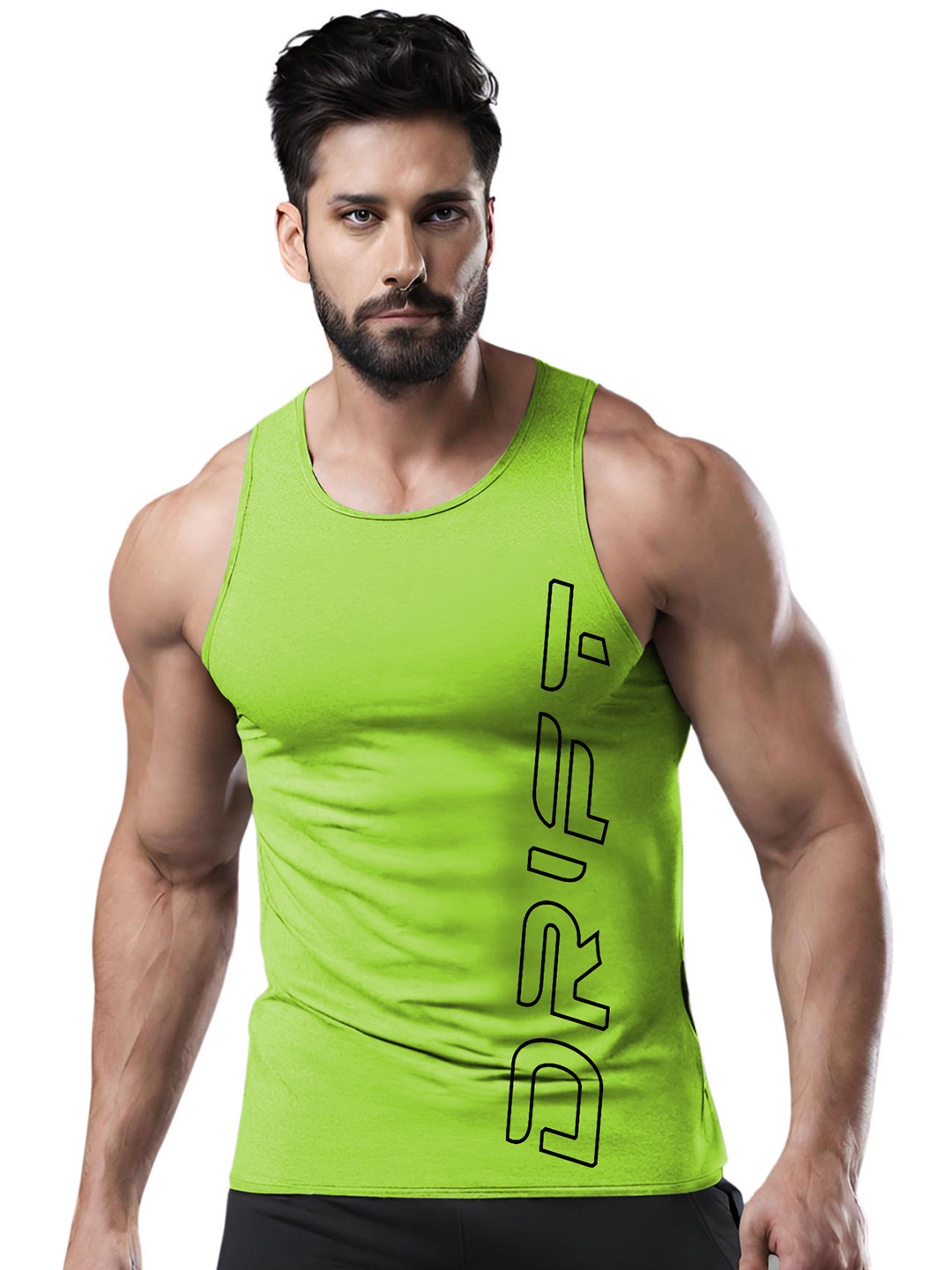 3Colors Printed Dri-Fit Gym Vest VEST-NCUT-DRIFT-GREEN_M
