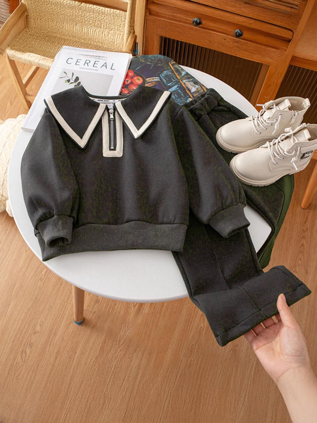 Xsole Girls Shirt Collar Top With Trousers