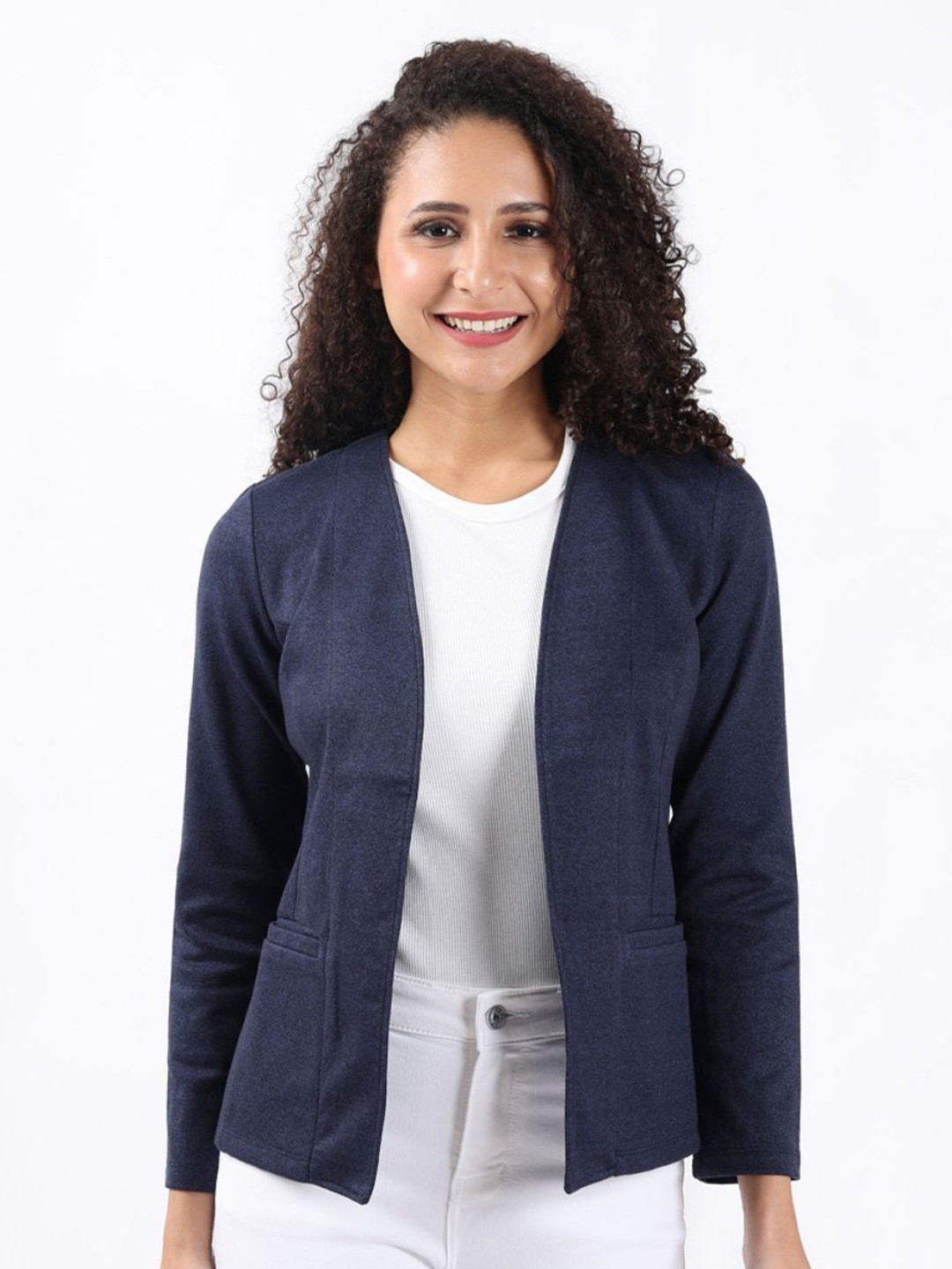 Bonnaty V-Neck Long Sleeves Open Front Shrug