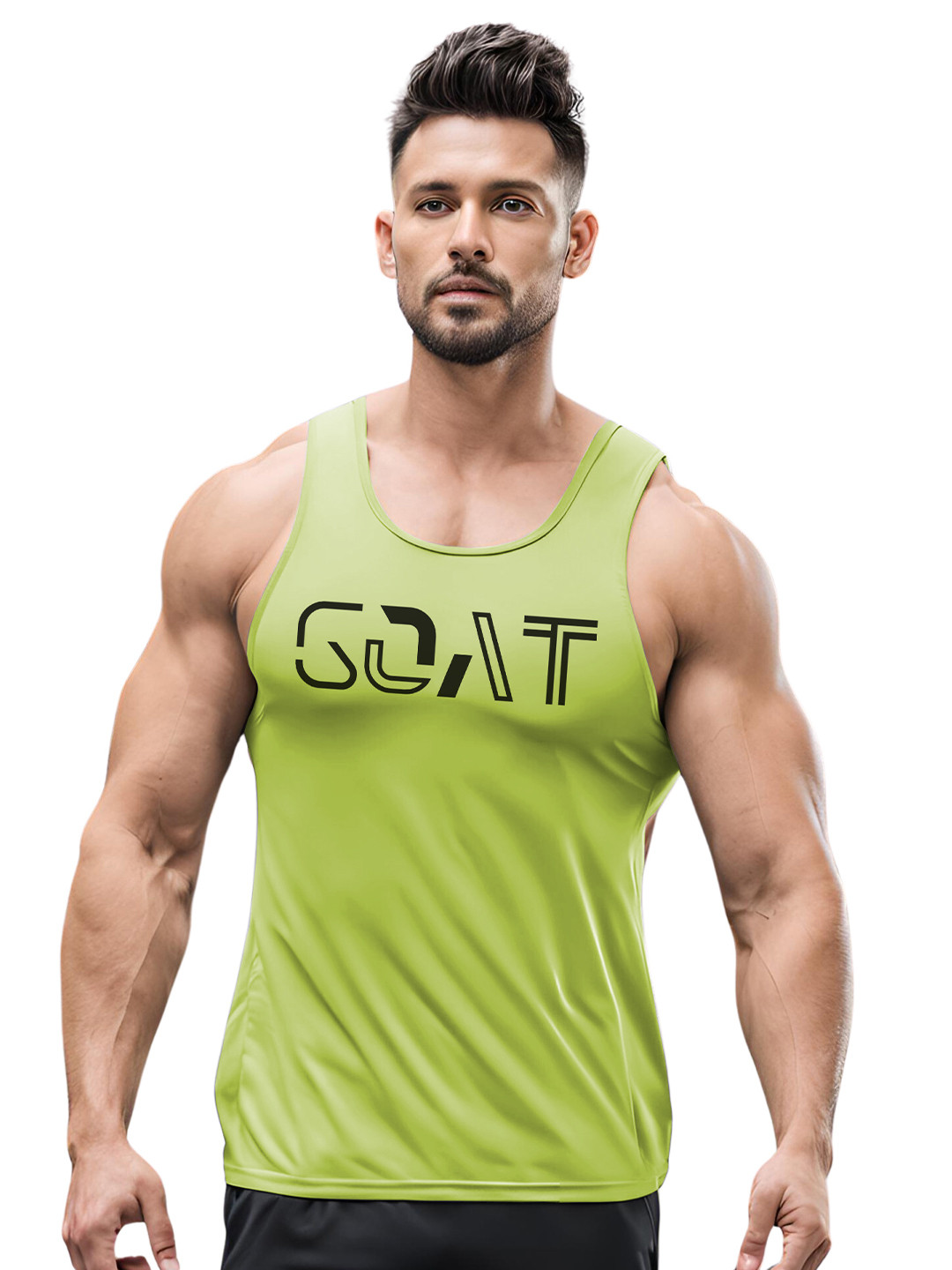 3Colors Printed Gym Vest VEST-NCUT-GOAT-GREEN_M