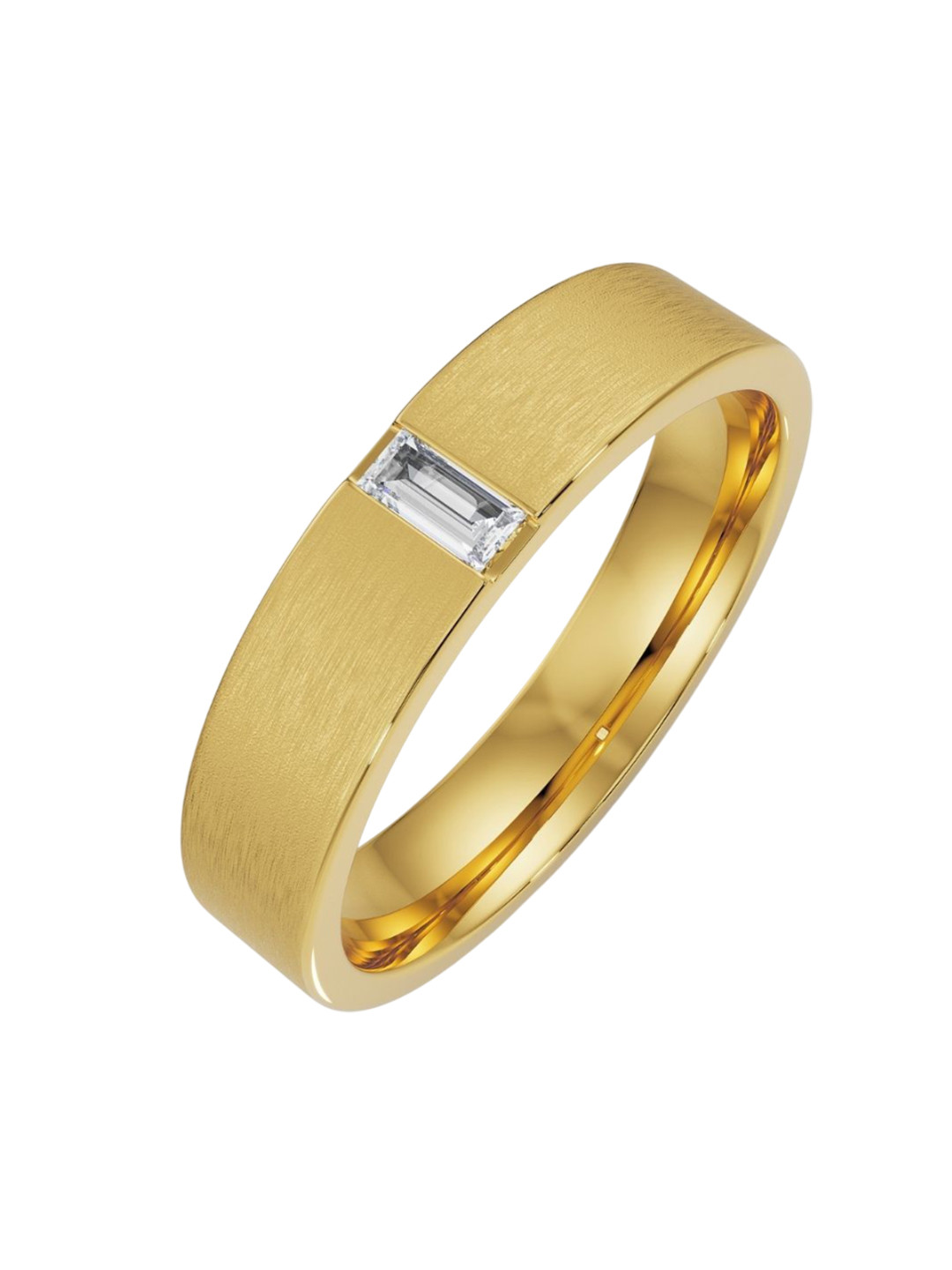 Emori Textured Baguette Lab Diamond Band in 18KT Gold