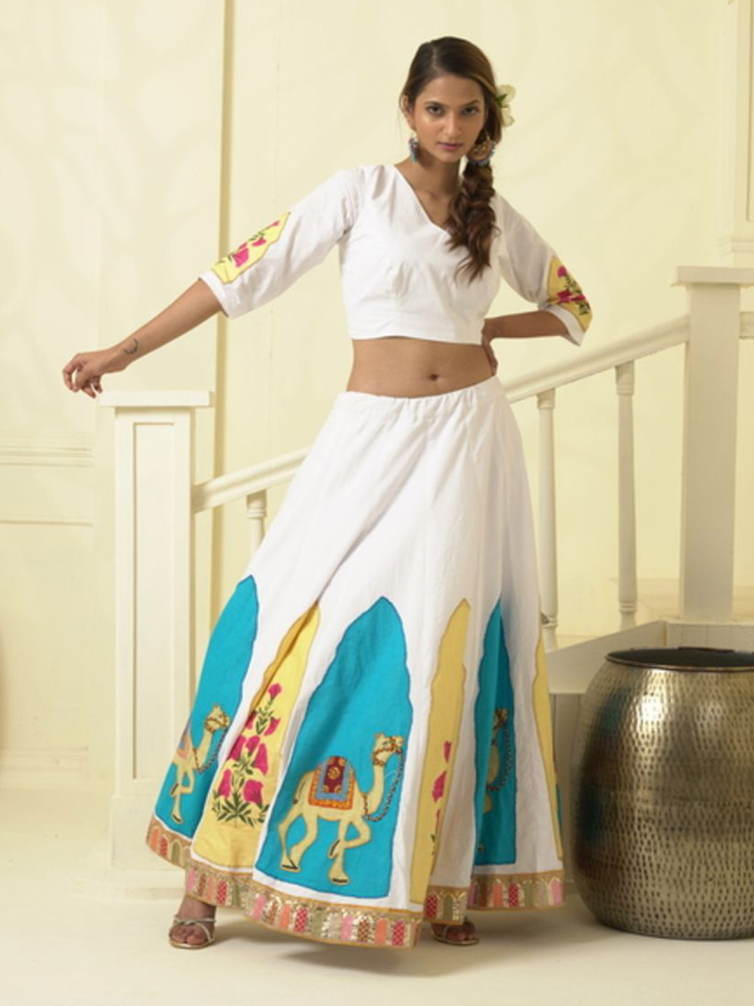 HOUSE OF MAITHILI Animal Printed V Neck Lehenga Choli