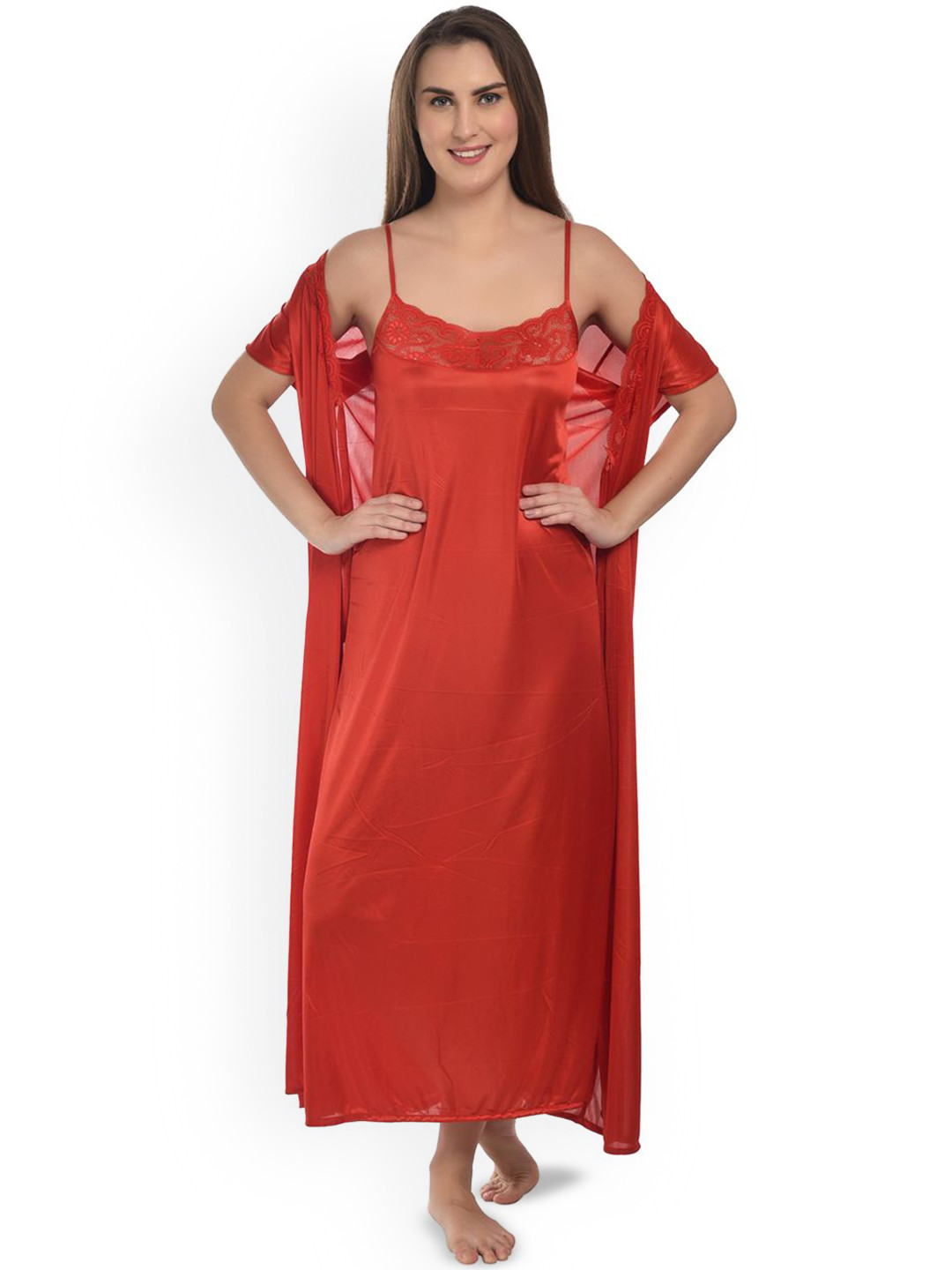 new blue eyes 6-Piece Satin Nightdress Set